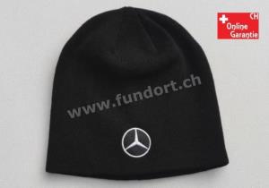 Mercedes-Benz Logo Mütze Schwarz Benz Beanie Kappe Wintermütze