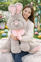 Grosser Plüschhase 120 cm grau XXL Kuscheltier mit Schleife neu Geschenk Deko