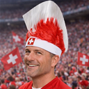 Schweiz Fan Perücke Irokese rot weiss mit Flagge Stirnband neu