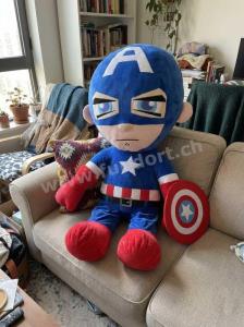 Captain America XXL Kuscheltier 100 cm Avengers Plüschtier Stofftier mit Schild gross